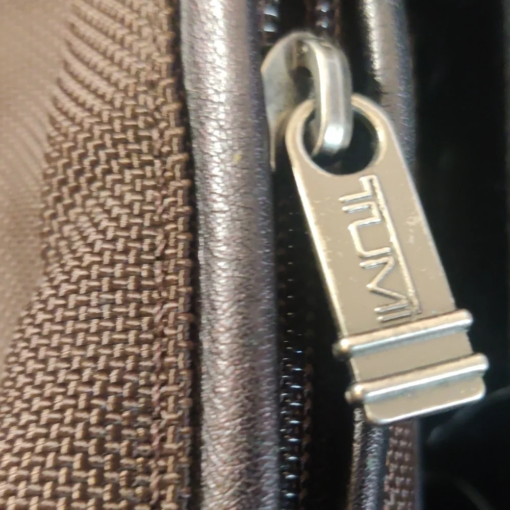 Tumi Ballistic Nylon Leather Trim Shoulder Carryon Briefcase Brown and Black